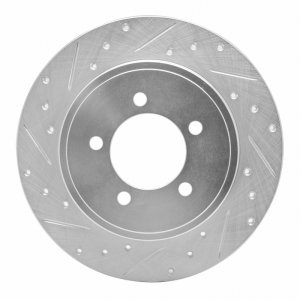 Ford Explorer Sport Trac Brake Rotor (1) - Rear Left - R1 Concepts - Drilled & Slotted - Silver - `02-`10